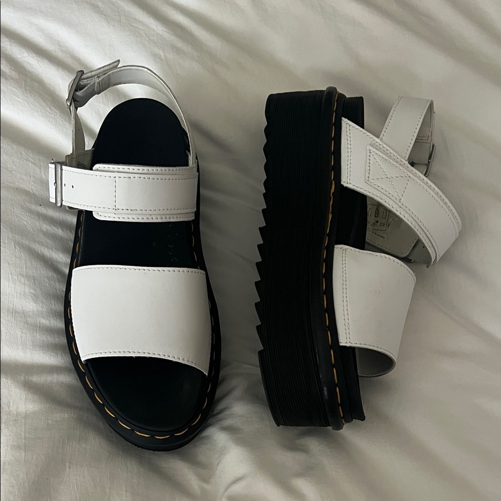 Dr. Martens White and Black Platform Sandals